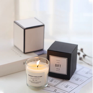 Customised luxury white candle boxes black folding empty rigid 2 piece body candle jars box packaging