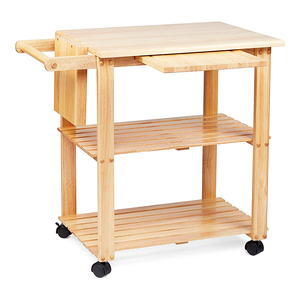 Tự Nhiên Rắn Tre Tiện Ích Giỏ Hàng Với 4 Bánh Xe Và Ba Lớp Đứng Loại Cài Đặt Cho Nhà Bếp Phòng Khách Thực Phẩm Sử Dụng - Product Image 6