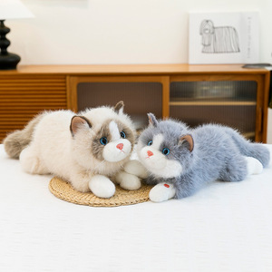Peluche Gatto Ragdoll Carino, Gattino Simulato che Miauva, Stile Sdraiato, Bambola Gattino, Compagno di Sonno, Cuscino da Abbraccio, Regalo, Cotone PP - Product Image 3