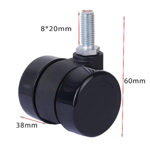 Black Twin Wheel <b>Flat</b> Mount <b>Screw</b> Stem Nylon Swivel Casters Durable OEM Custom 3 Year Warranty For Office Furniture Equipment - Product Image 2