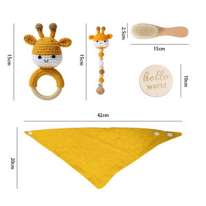 Coffrets cadeaux de luxe pour bébés, serviette apaisante pour nouveau-né, couverture, chaîne de sucette pour nourrissons, hochet en crochet, coffret cadeau pour bébé - Product Image 2