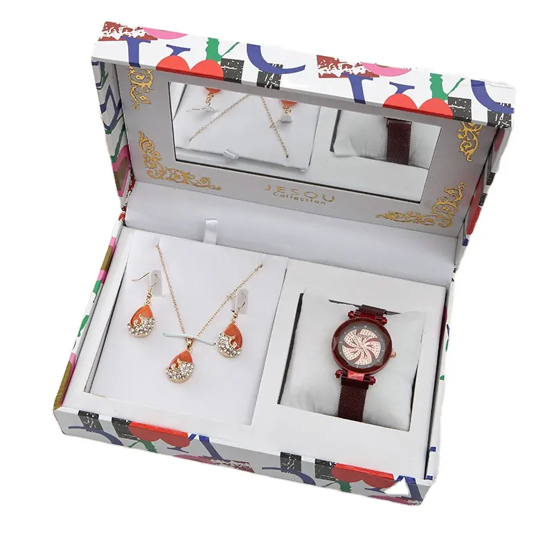 Reloj de moda de lujo para mujer, conjunto de regalo de Navidad, regalo de San Valentín, 2023