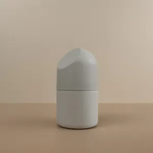 HDPE Matte Grey Plush Airless Pump Cosmetics Bottle For Emulsion Unique Shape Of 50ml Plastic Lotion Bottle