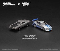 MINIGT 1:64 Skyline GT-R C-West Fast 2 Furious" Brian O'Conner Model Mobil Logam Paduan Koleksi Ornamen Tanpa Pintu yang Dapat Dibuka