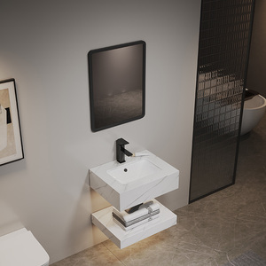 Mueble <span class=keywords><strong>de</strong></span> Baño Moderno con Lavabo Integrado <span class=keywords><strong>de</strong></span> Doble Capa y Encimera <span class=keywords><strong>de</strong></span> Piedra, Lavabo para Baño Doméstico - Product Image 1