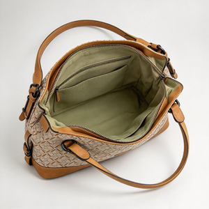 Bolso de hombro para mujer con diseño geométrico vintage, de piel sintética, con empalmes, de gran capacidad, para el trabajo y viajes. - Product Image 4