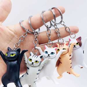 Porte-clés chat en PVC mignon très prisé, figurines chat dansant, porte-stylo, décoration suspendue envoûtante pour bureau et sacs, petit cadeau - Product Image 1