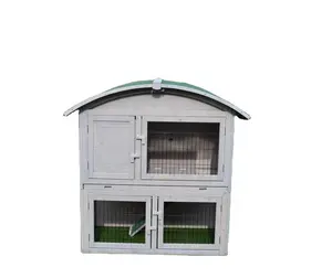 Wooden two story rabbit hutch