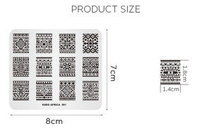 Plaque de stamping rectangulaire en acier inoxydable pour ongles, motif bohème africain, pochoir souple pour nail art, modèle de manucure DIY - Product Image 3