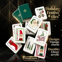 Tuiles de Mahjong de Noël Vintage, 160 pièces, 4 couches, en acrylique, ensemble américain, Père Noël, Elfe, Chaussette de Noël, Mahjong, Cadeau de Fêtes