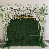 Groothandel Kunstmatige Roze Bloem Muur Achtergrond 8ft X 8ft Roll Up Rose Muur Bloemen Wandpaneel Voor Bruiloft Decoratie