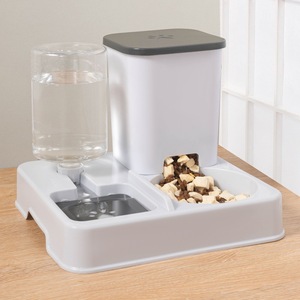Distributeur automatique de nourriture pour animaux de compagnie avec distributeur d'eau, grande capacité, double bol en plastique pour chats et chiens - Product Image 1
