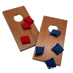 Jeu de Cornhole en bois pour l'extérieur, avec sacs de 15x15cm rouges et bleus, pour le plaisir en famille - Product Image 1