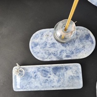Stonekocc bleu cristal grand Grain plaque de marbre bleu marbre plateau de rangement luxe pierre plateau maison correspondant décoration objets