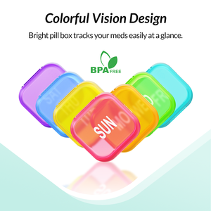 Extra Large Separate Slots Color Fit <b>Pocket</b> & Purse Dual Protection 7 Day Weekly Pill Organizer ABS PP For Retail - Product Image 3