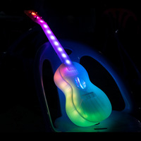 Luminous 23-Inch SU-30 Ukulele OEM Brand with High Molecular Carbon Strings Open Tuning Peg Polycarbonate Body White Translucent