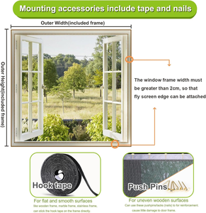 <span class=keywords><strong>Moustiquaire</strong></span> de fenêtre invisible en fibre de verre adhésive pour hôtel moderne, maille sur mesure, bande à crochets, garantie à vie, installation facile - Product Image 3