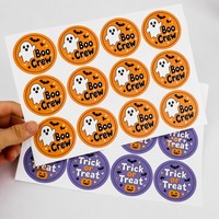 Feuille d'autocollants personnalisés d'Halloween, étiquettes rondes fantômes et citrouilles pour les cadeaux de fête d'enfants, les sachets de bonbons, les boîtes d'emballage et la décoration de scellés