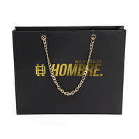 Custom Luxury Black Recyclable Paperboard Gift Shopping Bags with Custom Logo Lamination Ribbon Handle & Candle Use