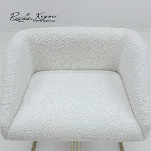 Keynes Luxury Teddy Fabric Cantilever Dining Chair White Gold Metal Frame for Hotel Cafe Commercial Use - Product Image 4