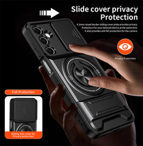 Funda Resistente para Teléfono Celular Samsung <span class=keywords><strong>Galaxy</strong></span> A16 A36 A07 A17 A37 5G con Ventana Deslizante para Cámara, Anillo Giratorio, Soporte Magnético - Product Image 4
