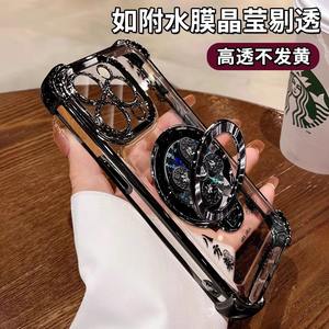 Support rotatif résistant au vent et à l'eau, adapté aux étuis de téléphone portable 16pro, 13 en silicone transparent, 15 électroplaqué, résistant aux chutes - Product Image 4