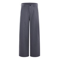 Celana Vintage Retro Unisex Preppy Bertekstur, Celana Pria Longgar Model Lurus Kasual, Celana Kancing Tengah Basic Hip