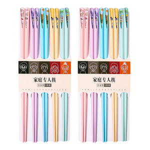 Baguettes en alliage Macaron, cinq couleurs, antidérapantes, pour usage domestique, ensemble de couverts - Product Image 5