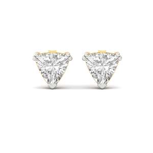 Aretes Solitarios Clásicos con Diamante Cultivado en Laboratorio CVD de Corte Trillón de 0.475ct, Brillante y Atemporal, Chapados en Oro de 10K, Regalo de Boda Moderno - Product Image 5