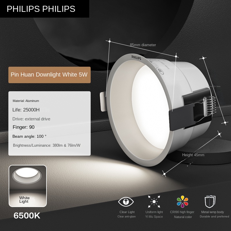 Downlight 5W [apertura 75-78mm] [Luz Blanca]