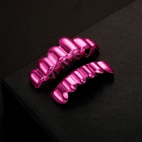 Ensemble de grillz dentaires rose brillant à 6 dents, style Hip Hop, pour dents supérieures et inférieures, unisexe, pour rappeurs, bijoux de corps pour fête d'Halloween, vente en gros