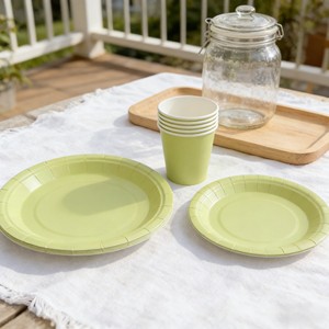 DAMAI - Vajilla de Papel de Color Sólido para Fiestas, Juego de Vajilla Desechable de Color Liso, Platos de 7 y 9 Pulgadas, Vasos de Papel, Servilletas - Product Image 2