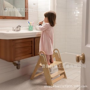 Keyao Wooden Children <b>Step</b> <b>Stool</b> Foldable Natural Color Home Use Kids Chair - Product Image 2