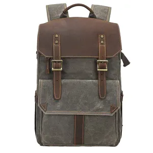 Camera Bag Canvas Waxed Backpack Waterproof Digital Camera Bag Detachable Compartment Camera Bag