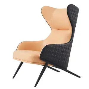 HANYEE-Silla de cuero para sala de estar, sillón de ocio con patas de Metal doradas, para banquete, Hotel