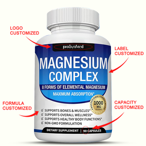 Cápsulas de Magnesio Complejo de Marca Privada OEM <span class=keywords><strong>1000mg</strong></span> con Glicinato, Citrato, Malato, Taurato y D3 para el Soporte Óseo y del Sueño, 90 Cápsulas - Product Image 6