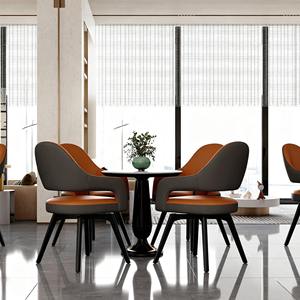 <span class=keywords><strong>Fauteuil</strong></span> pivotant moderne avec pieds en <span class=keywords><strong>métal</strong></span> <span class=keywords><strong>noir</strong></span>, revêtement en cuir PU marron, chaise de salle à manger écologique, rotation à 180°, utilisation hôtelière - Product Image 3
