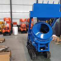 Bétonnière autochargeuse sur chenilles de 400 L, entièrement hydraulique, chargeuse de béton sur chenilles, machine de transport et de mélange tout-terrain