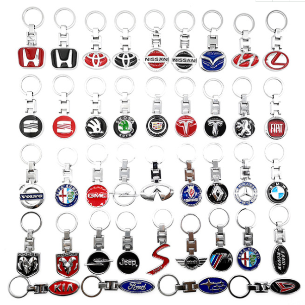 Оптовая продажа, брелок для ключей с логотипом автомобиля Audi Mitsubishi GMC Toyota Jeep Citroen Land Rover, металлический брелок под заказ