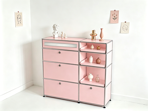 Modern Mid-century Stainless Steel <b>Sideboard</b> Living Room Home Modular <b>Storage</b> Unit 4 Shelves Colorful Finishes - Product Image 6