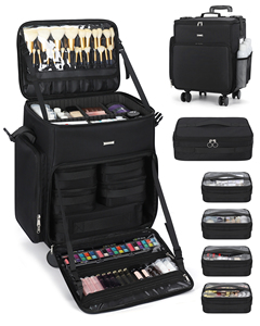 Valise de maquillage à roulettes Relavel Cosmology avec 5 pochettes amovibles, valise de maquillage à roulettes, valise pour coiffeur - Product Image 2