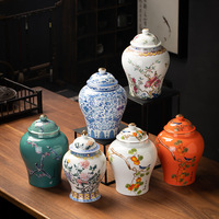 Élégante boîte à thé en céramique peinte à la main, hermétique, avec couvercle, en porcelaine, pour la conservation des feuilles de thé et la protection contre l'humidité