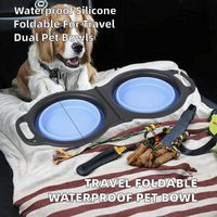 Bol double pliable en silicone pour animaux de compagnie, étanche, pour les voyages, pour chiens