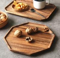 Plateau de service hexagonal en bois, design moderne et élégant, pliable, taille et couleur personnalisables, pour légumes, fruits, desserts, service alimentaire