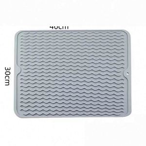 Modern Hot Selling <b>Large</b> Reusable Square Silicone Drain <b>Mat</b> Placemat Kitchen Countertop Bowl Dish Water Filtering Heat Insulated - Product Image 1