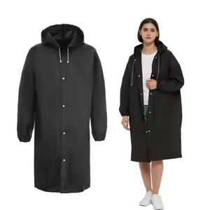 เสื้อกันฝนสีดำแบบพกพา เสื้อกันฝน EVA สำหรับผู้ใหญ่ เสื้อกันฝนแบบใช้ซ้ำได้พร้อมฮู้ดและแขนเสื้อ เสื้อกันฝนน้ำหนักเบา - Product Image 5