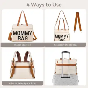 Impermeable, ligero, duradero, suave, bolsa de pañales, mochila, bolsa de pañales para mamá con 14 bolsillos
