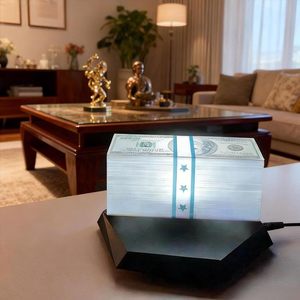 Floating Money Banknote Lamp for Fans, Magnetic Levitation Dollar Lamp with 3-Color LED Ambient Light, 360 <b>Rotating</b> <b>Desk</b> - Product Image 4