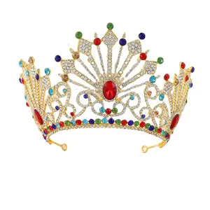 Pietre preziose di colore personalizzate 5 pollici corona alta grande corona Miss turismo spettacolo di bellezza grande corona diadema