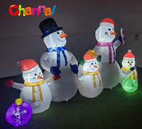 Ensemble de 5 bonhommes de neige gonflables de Noël avec éclairage LED, décoration de jardin, ornement de pelouse extérieur